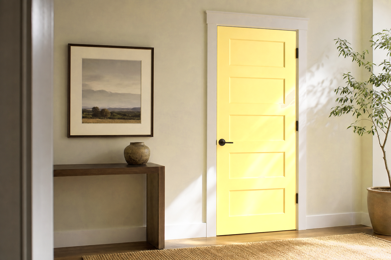 Lemon by Benjamin Moore on interior-doors