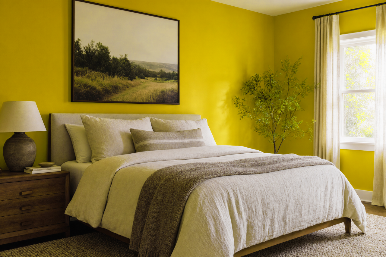 Chartreuse by Benjamin Moore on interiors