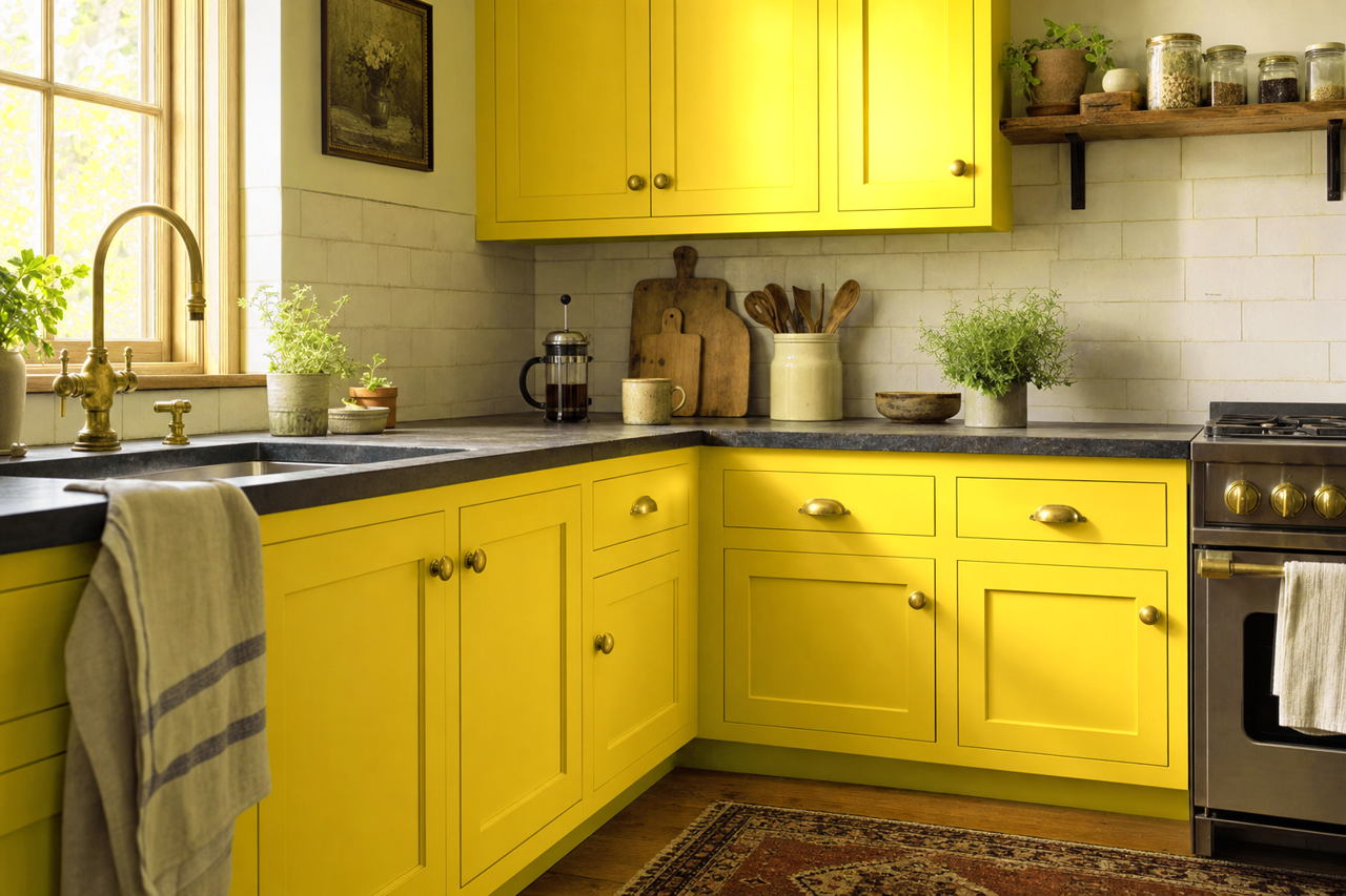 Citron by Benjamin Moore on cabinets