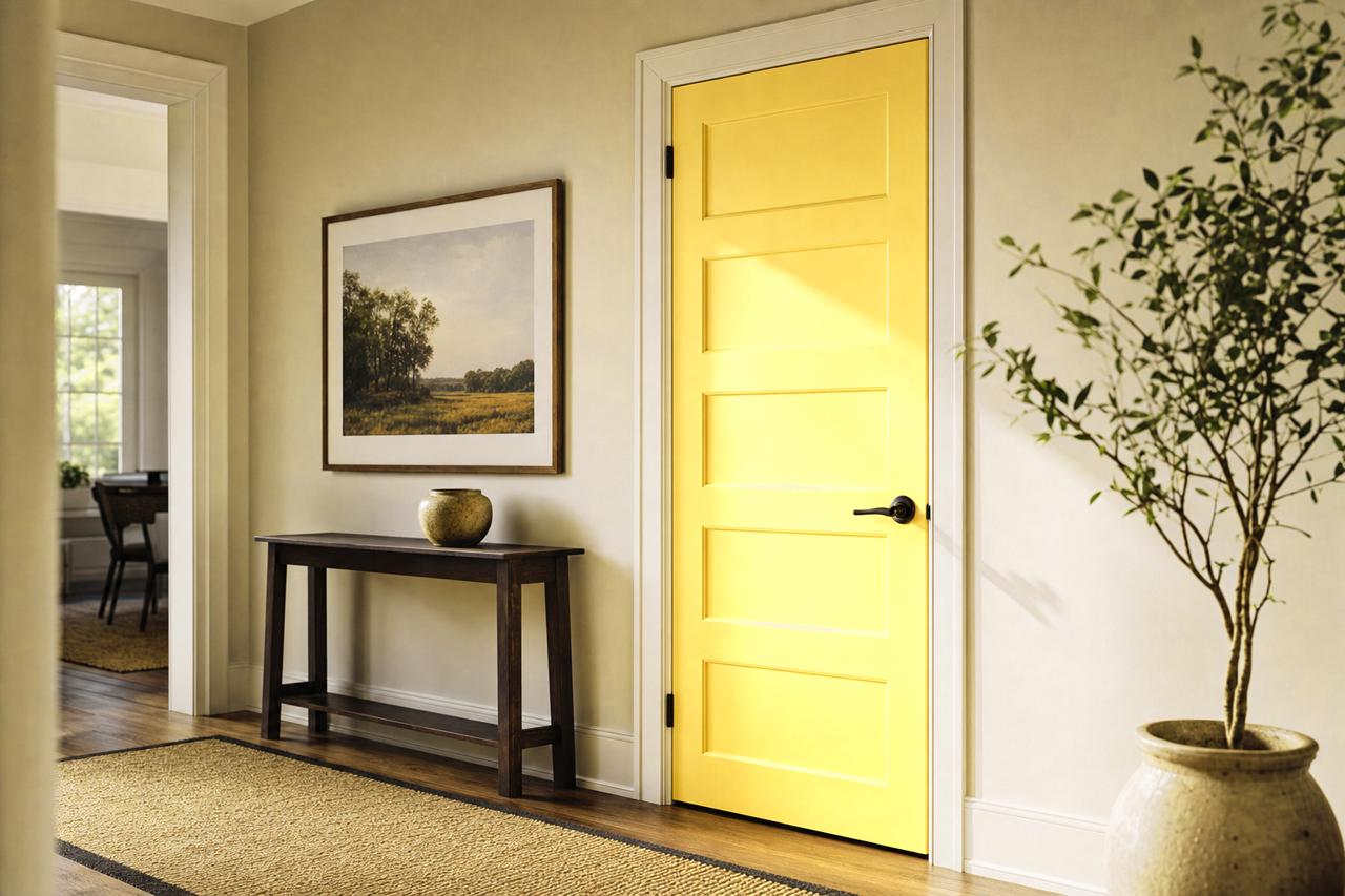 Yellow by Benjamin Moore on interior-doors