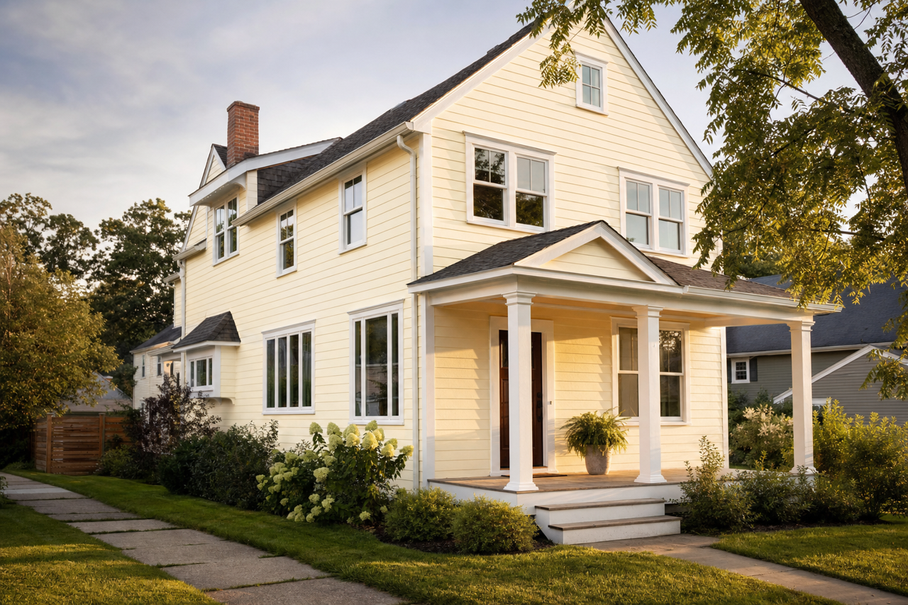 Lemon by Benjamin Moore on exterior