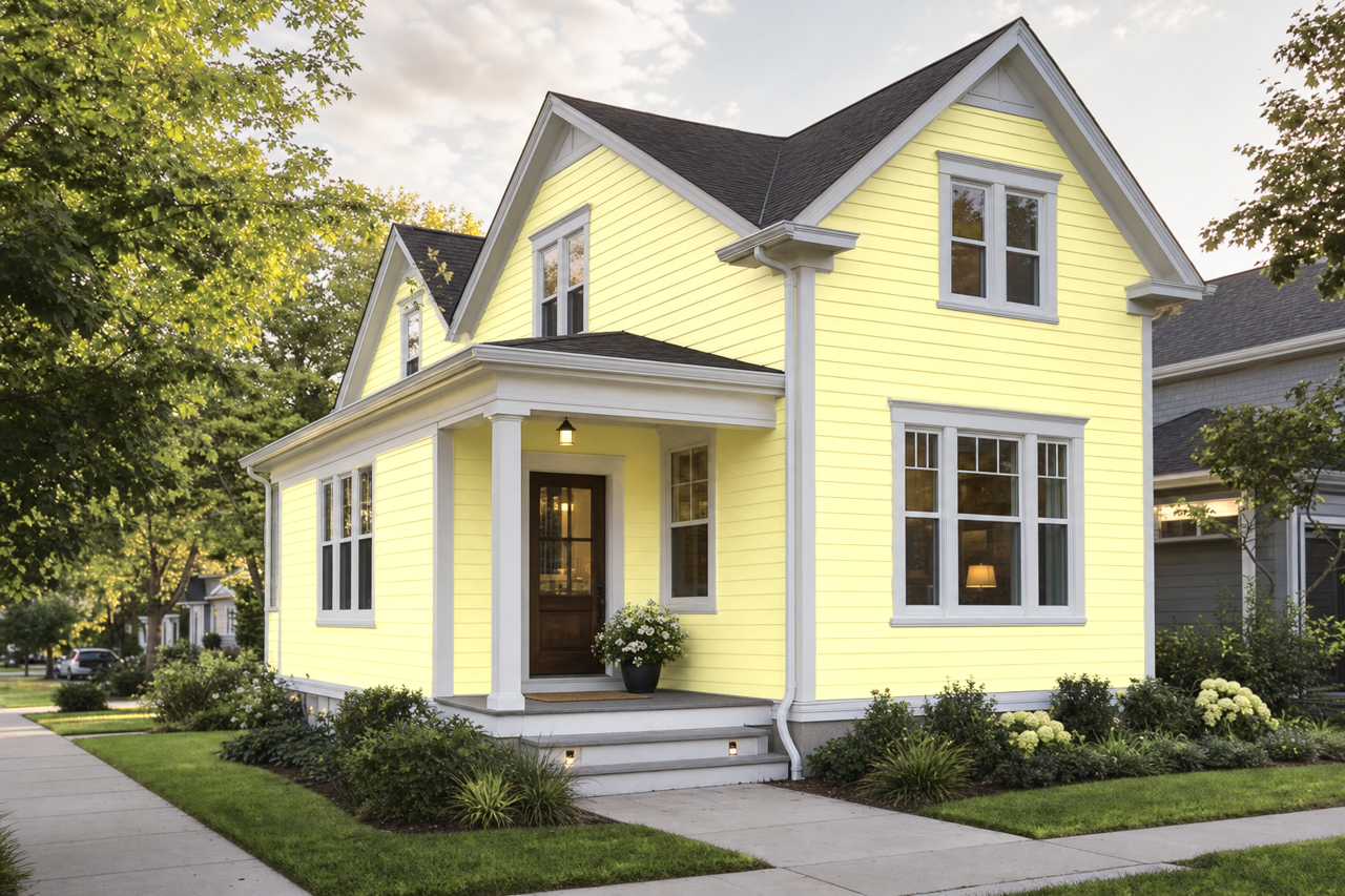 Lemon by Benjamin Moore on exterior