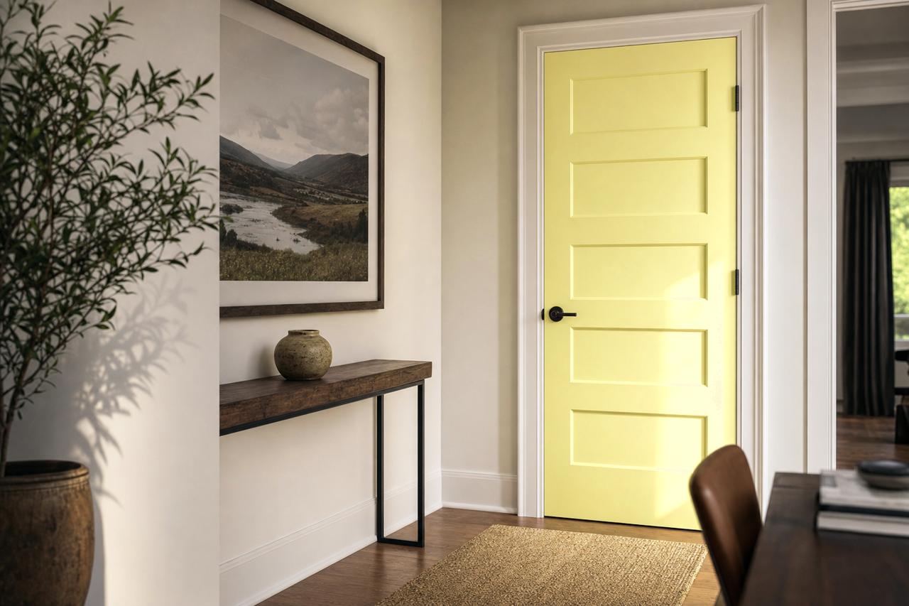 Lemon by Benjamin Moore on interior-doors