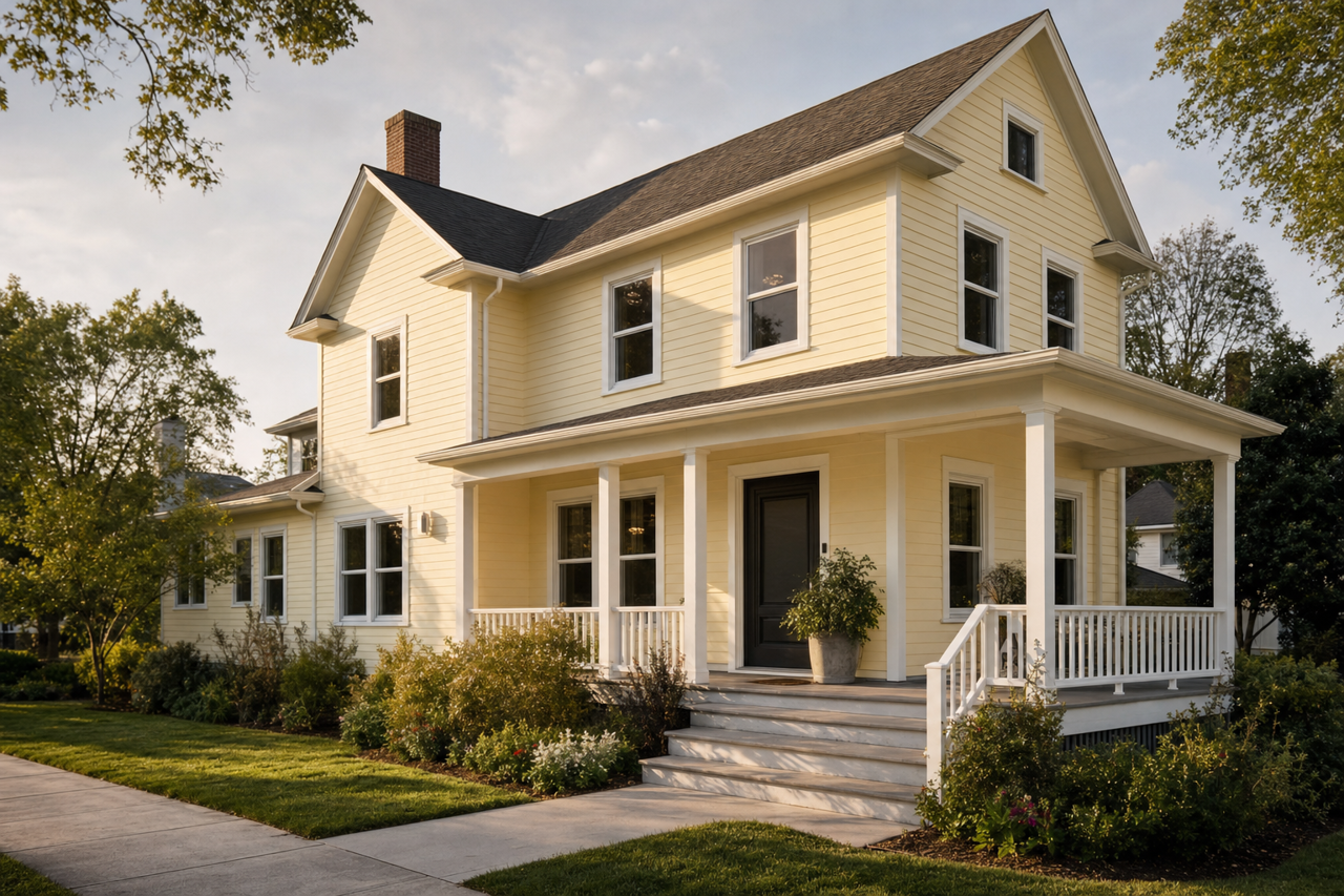 Lemon by Benjamin Moore on exterior
