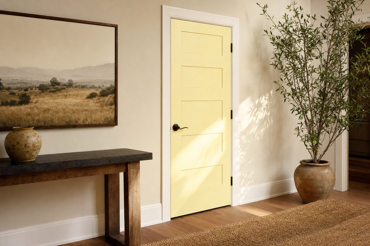 Lemon by Benjamin Moore on interior-doors