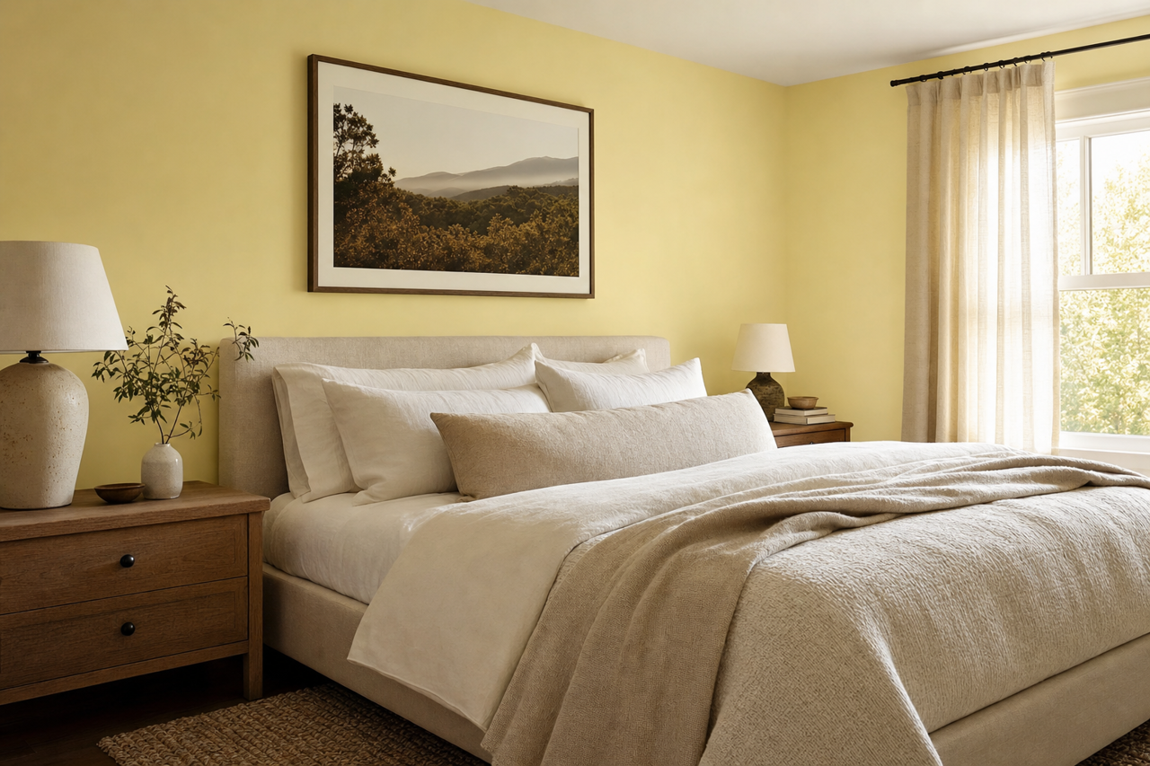 Lemon by Benjamin Moore on interiors