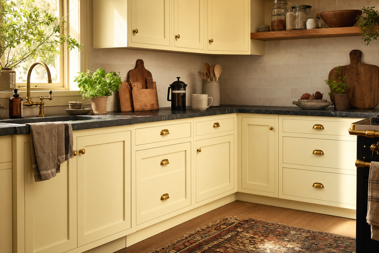 Barely by Benjamin Moore on cabinets