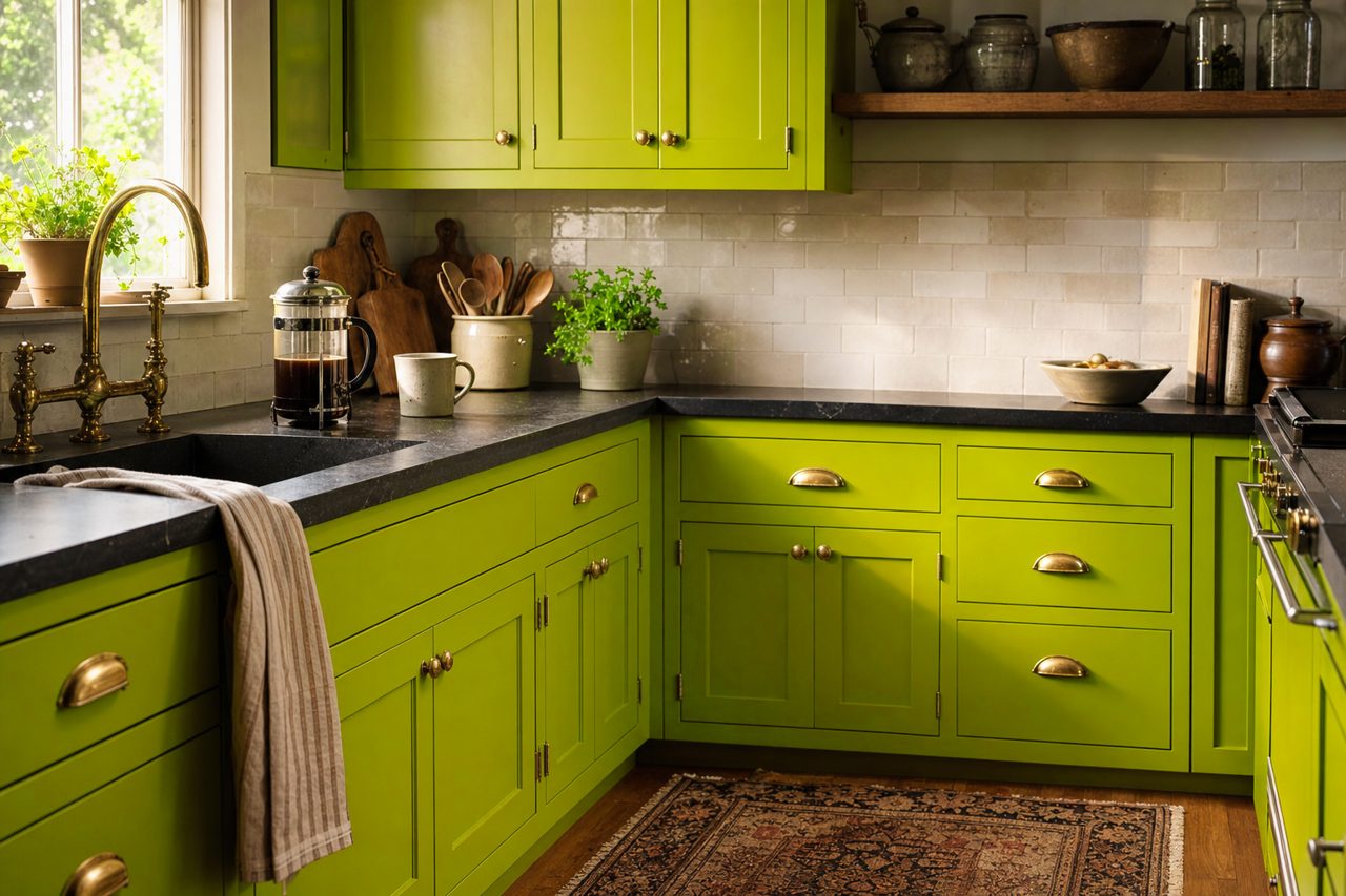Lime by Benjamin Moore on cabinets