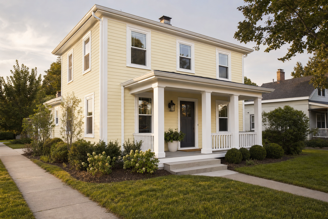 Eggshell by Benjamin Moore on exterior