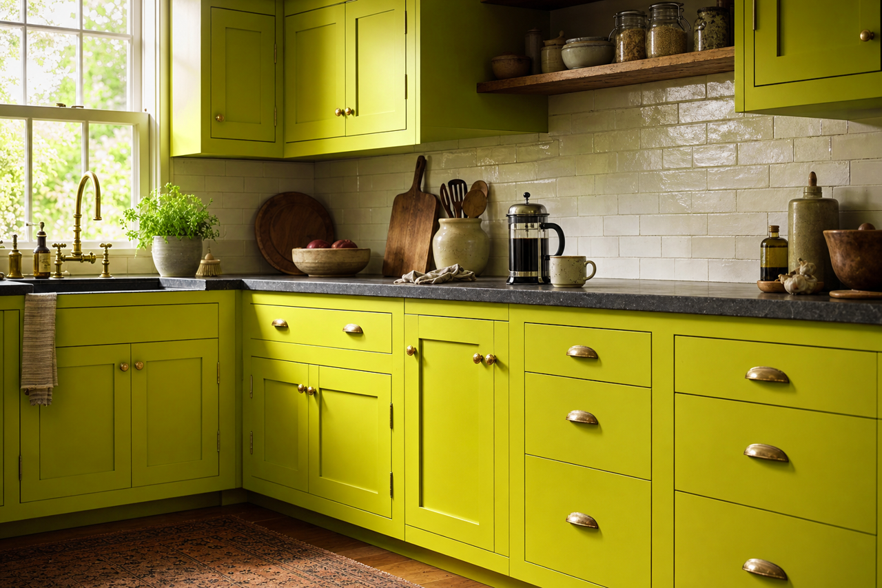 Spring by Benjamin Moore on cabinets