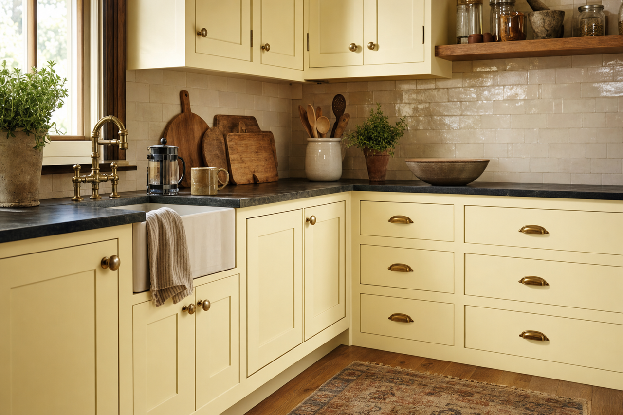 Aspen by Benjamin Moore on cabinets