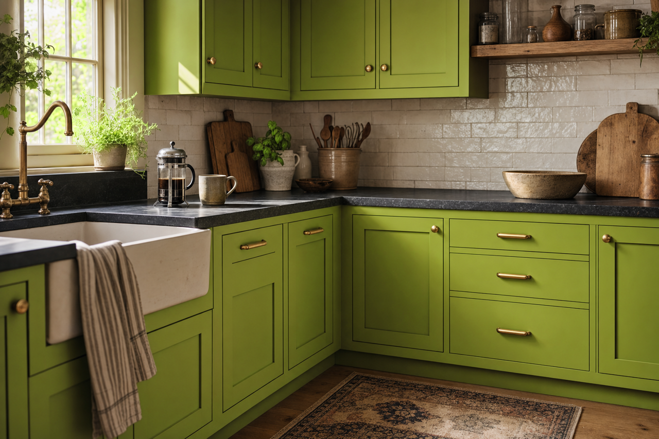 Douglas by Benjamin Moore on cabinets