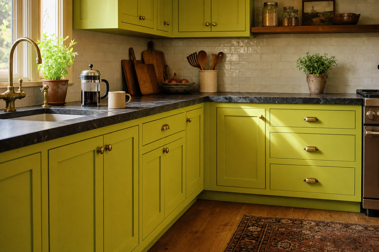 Tequila by Benjamin Moore on cabinets