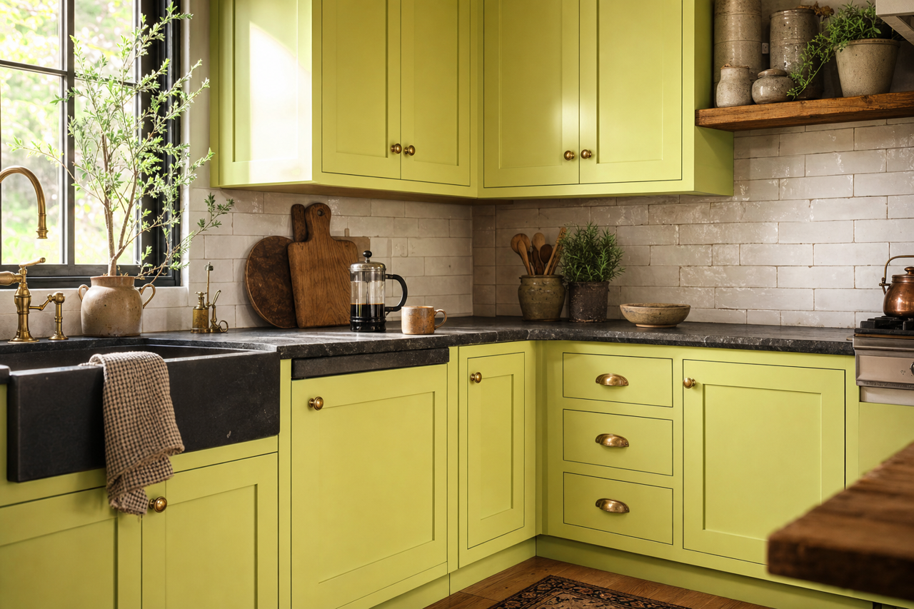 Pear by Benjamin Moore on cabinets
