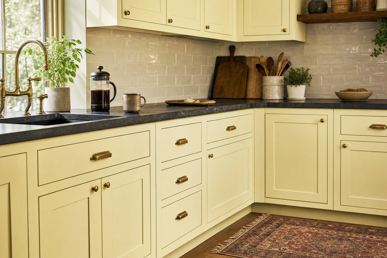 Seahorse by Benjamin Moore on cabinets