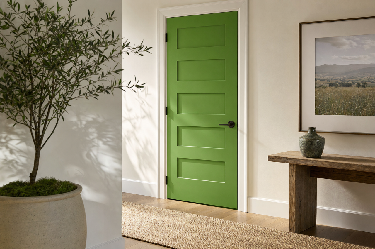 Basil by Benjamin Moore on interior-doors