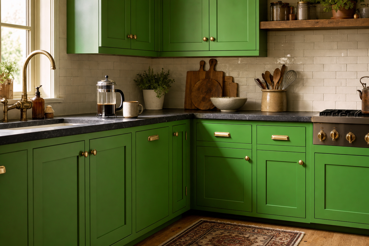 Lizard by Benjamin Moore on cabinets