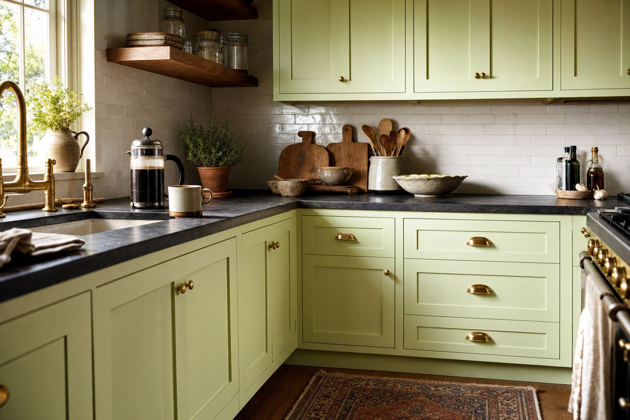 Neon by Benjamin Moore on cabinets