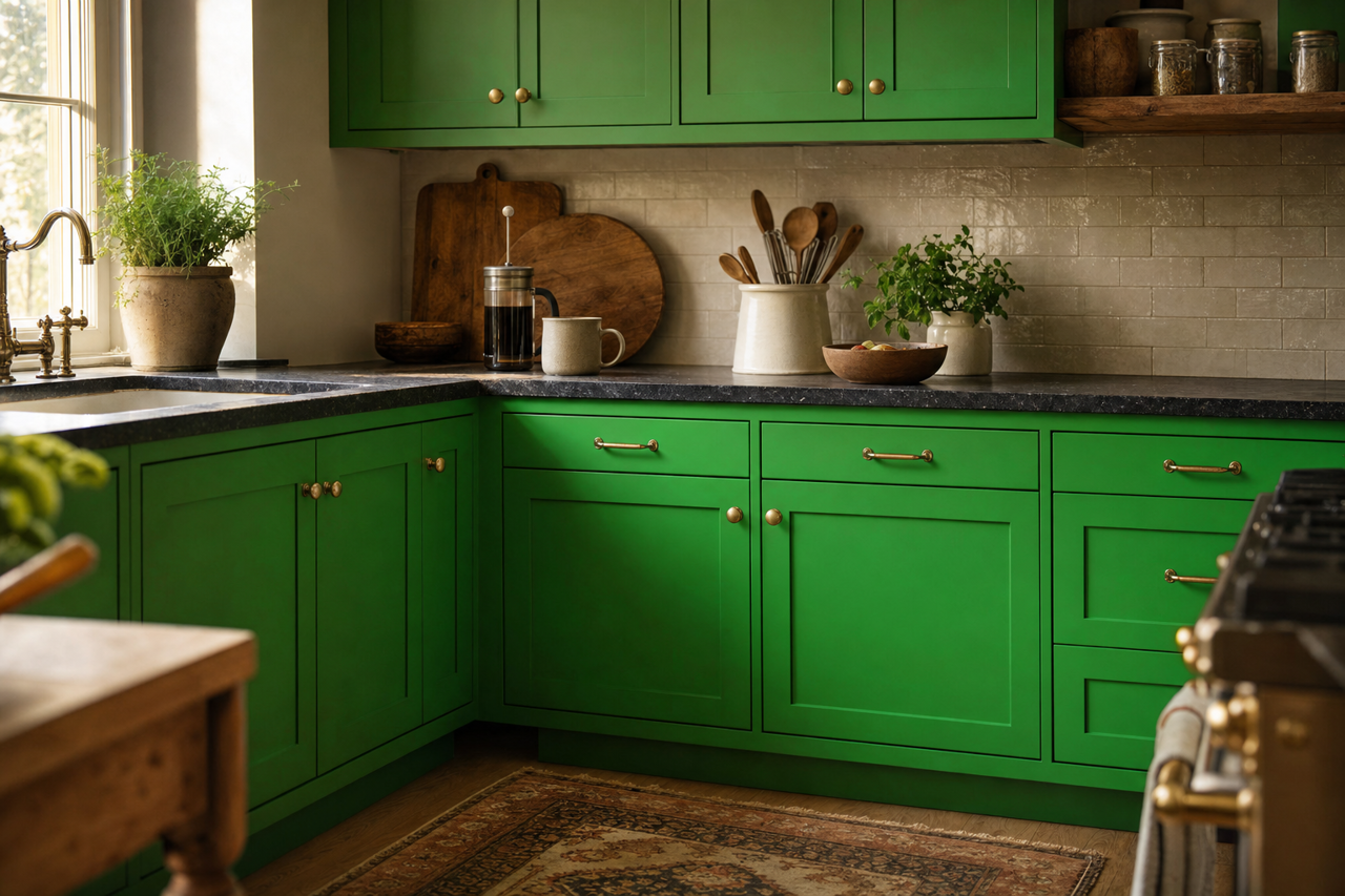 Neon by Benjamin Moore on cabinets