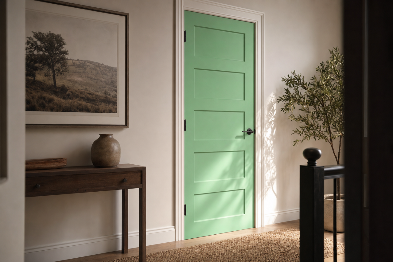 Lime by Benjamin Moore on interior-doors