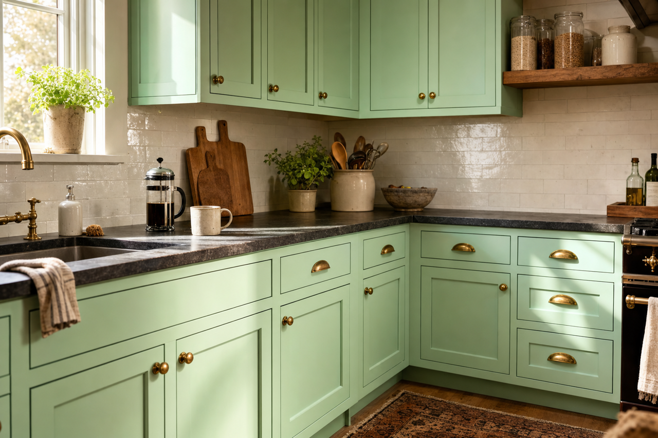 Bud by Benjamin Moore on cabinets
