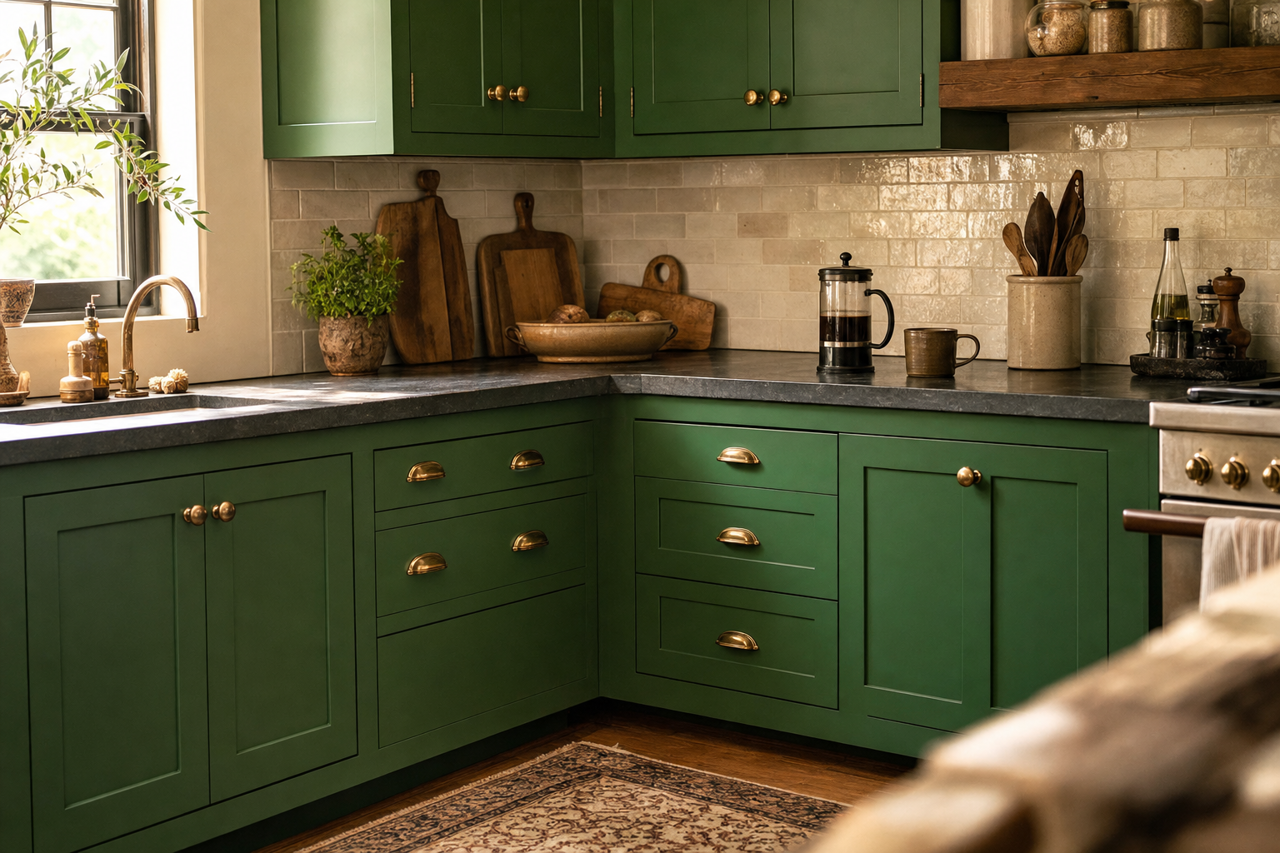 Vine by Benjamin Moore on cabinets