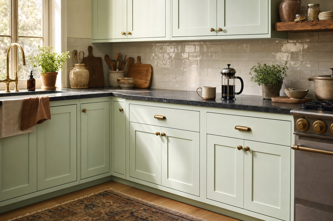 Daiquiri by Benjamin Moore on cabinets