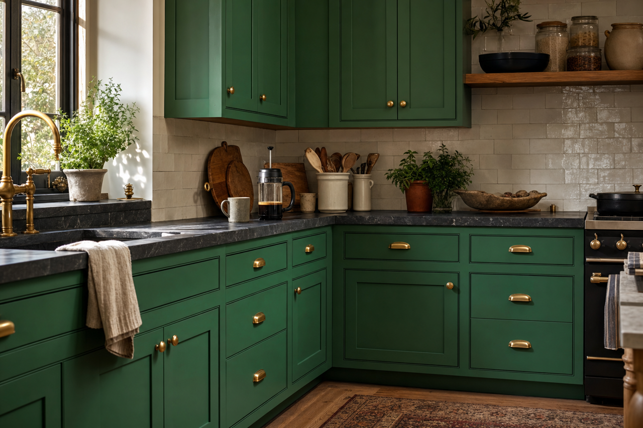 Cactus by Benjamin Moore on cabinets