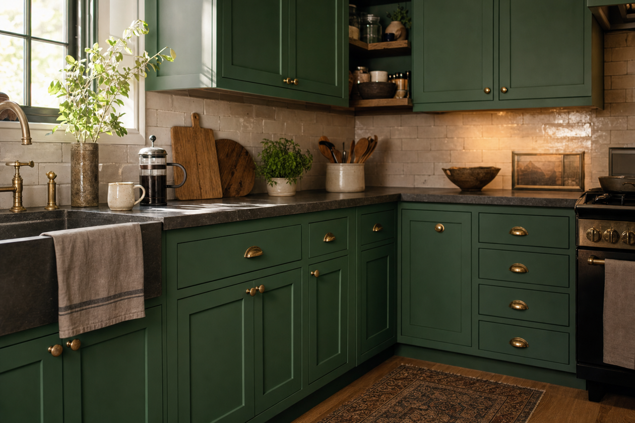 Cat's by Benjamin Moore on cabinets