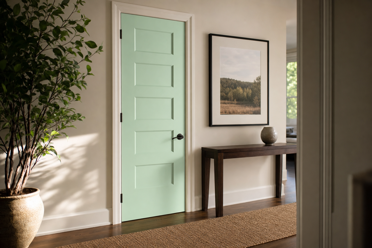 Surf by Benjamin Moore on interior-doors