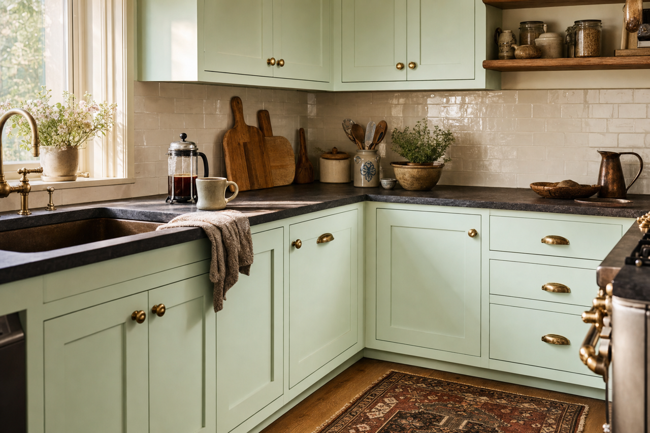 Crème by Benjamin Moore on cabinets
