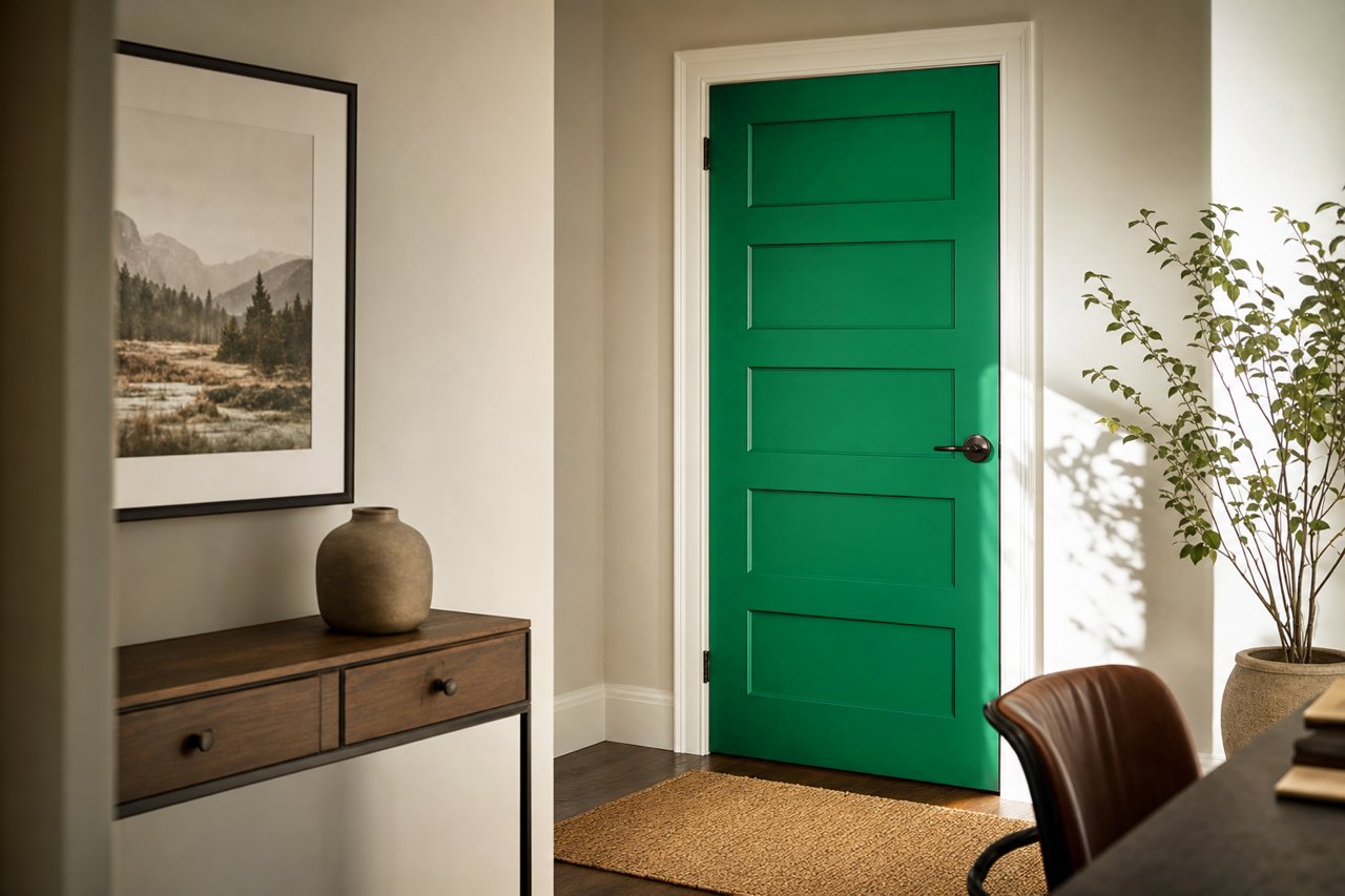 Jade by Benjamin Moore on interior-doors