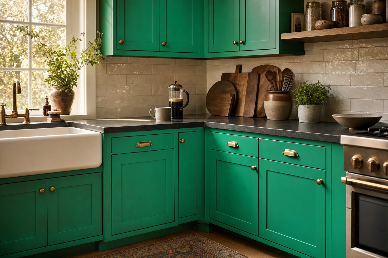 Prairie by Benjamin Moore on cabinets