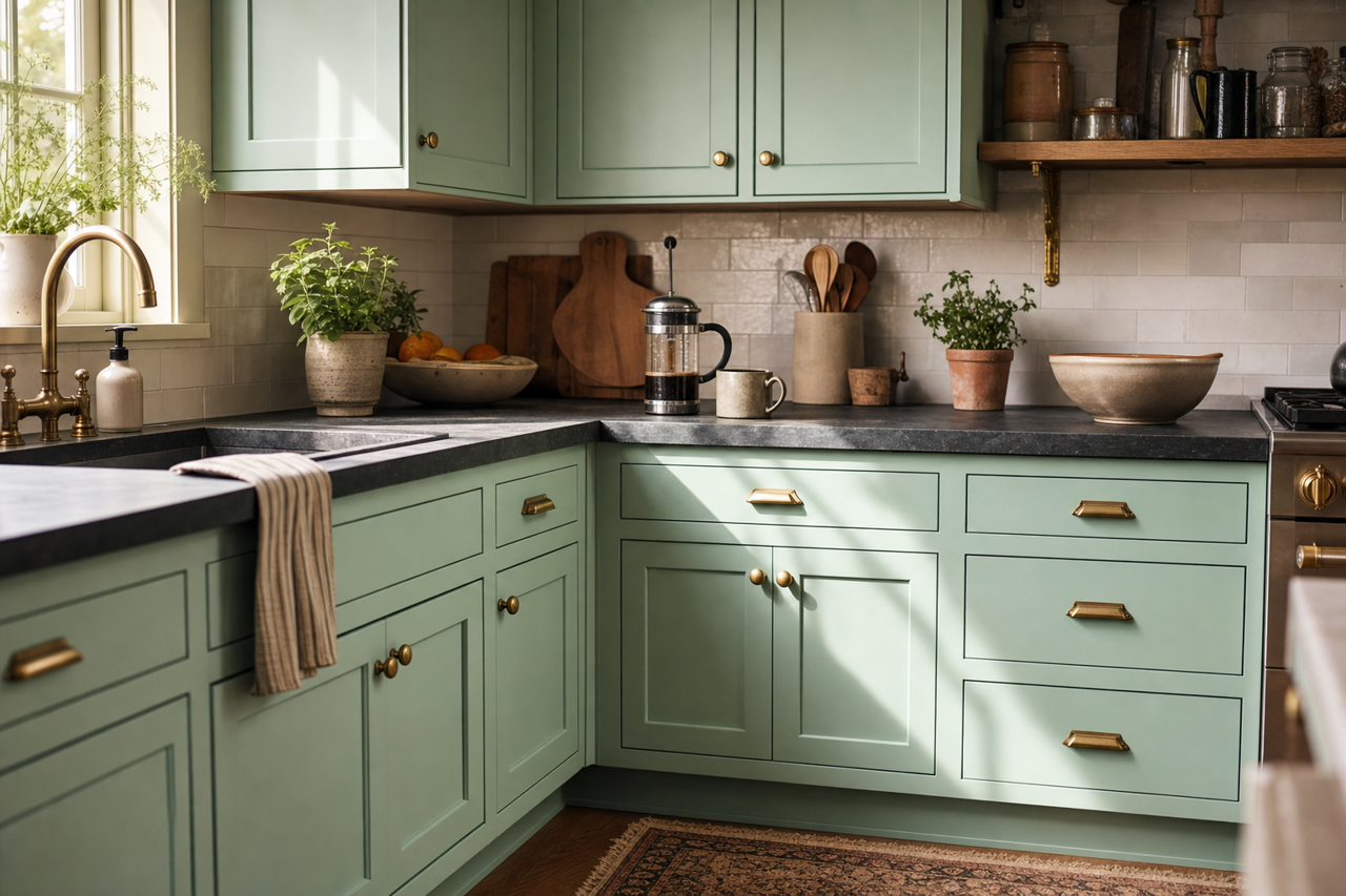 Return by Benjamin Moore on cabinets