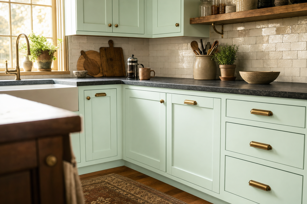 Irish by Benjamin Moore on cabinets