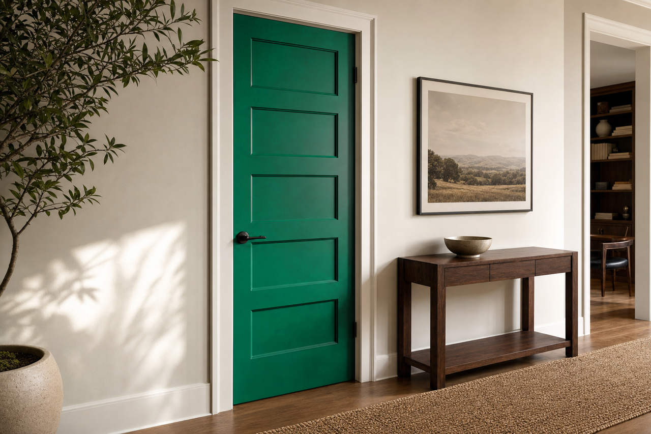 Emerald by Benjamin Moore on interior-doors