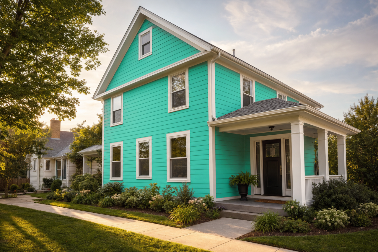 Teal by Benjamin Moore on exterior
