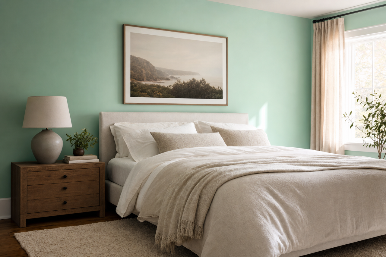 Seafoam by Benjamin Moore on interiors