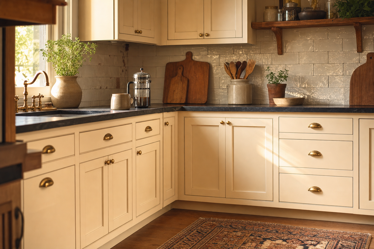 Woodmont Cream by Benjamin Moore on cabinets