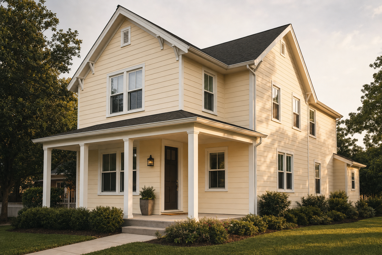Woodmont Cream by Benjamin Moore on exterior