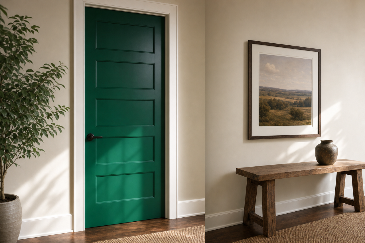 Green by Benjamin Moore on interior-doors
