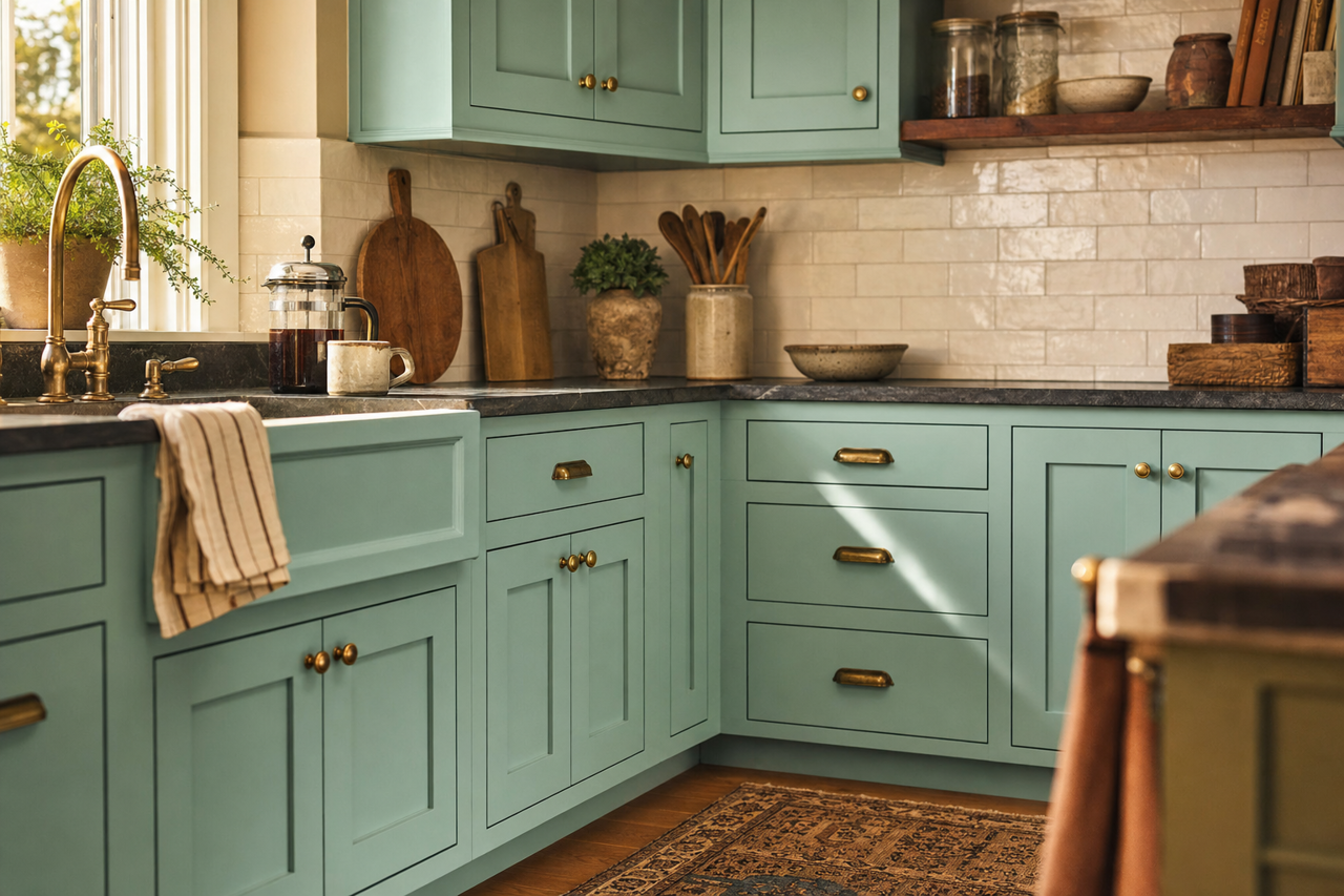 Hazy by Benjamin Moore on cabinets