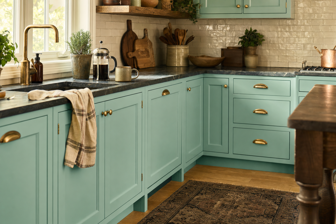 Sea by Benjamin Moore on cabinets