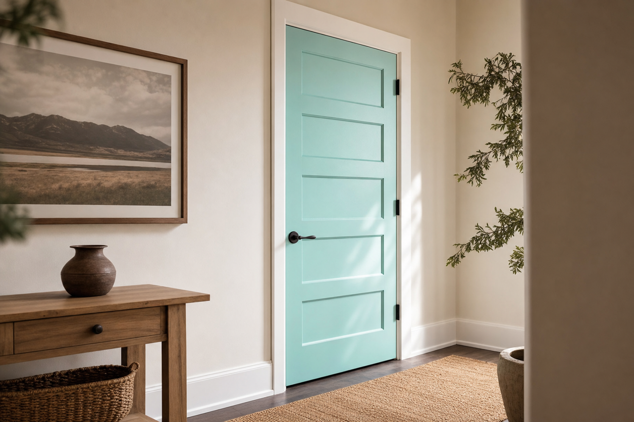 Sea by Benjamin Moore on interior-doors