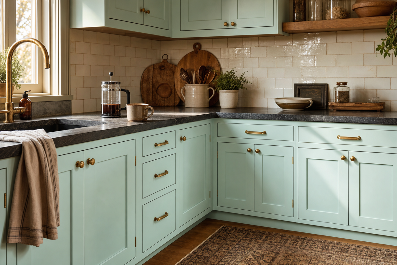 Soft by Benjamin Moore on cabinets