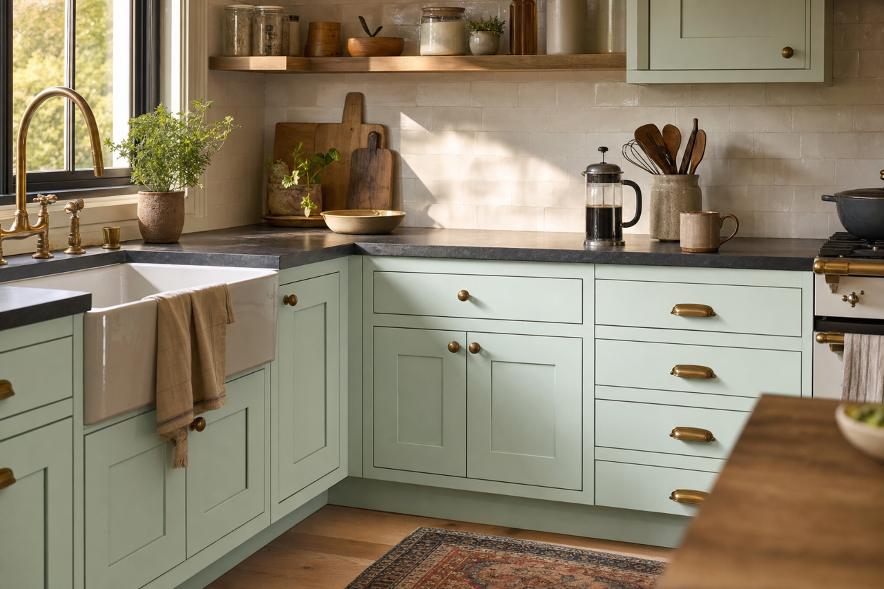 Irish by Benjamin Moore on cabinets