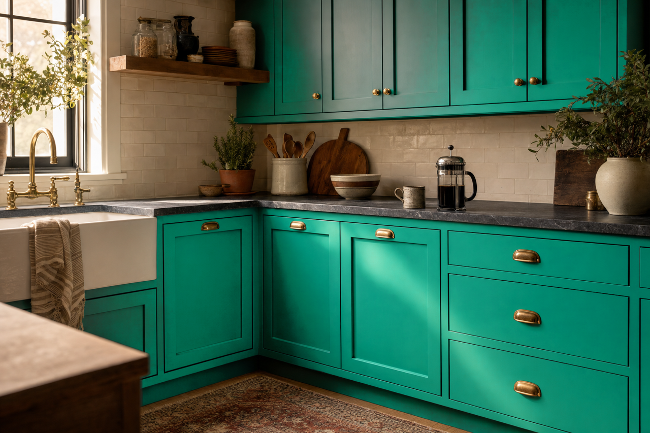 Hummingbird by Benjamin Moore on cabinets