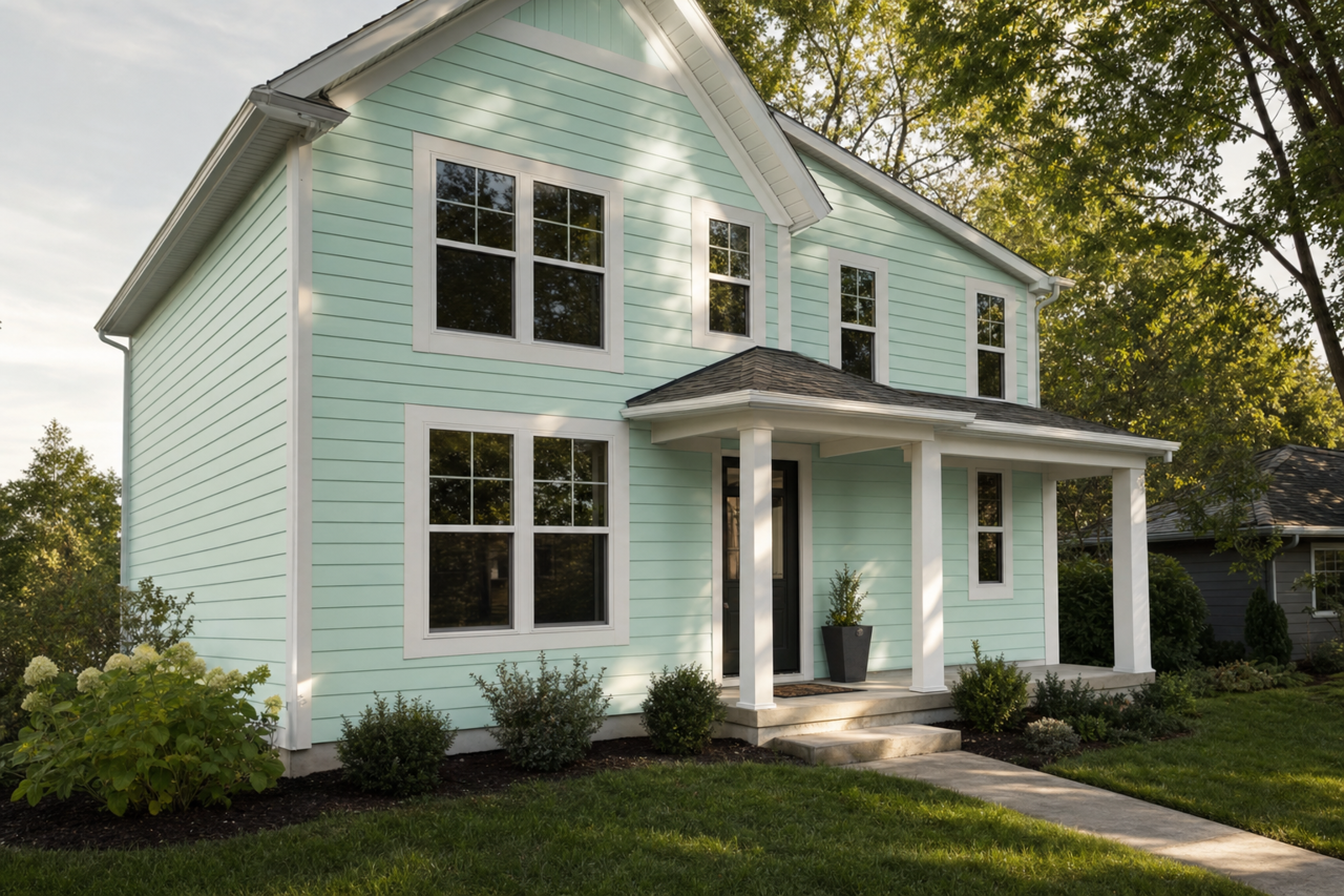 Minty by Benjamin Moore on exterior