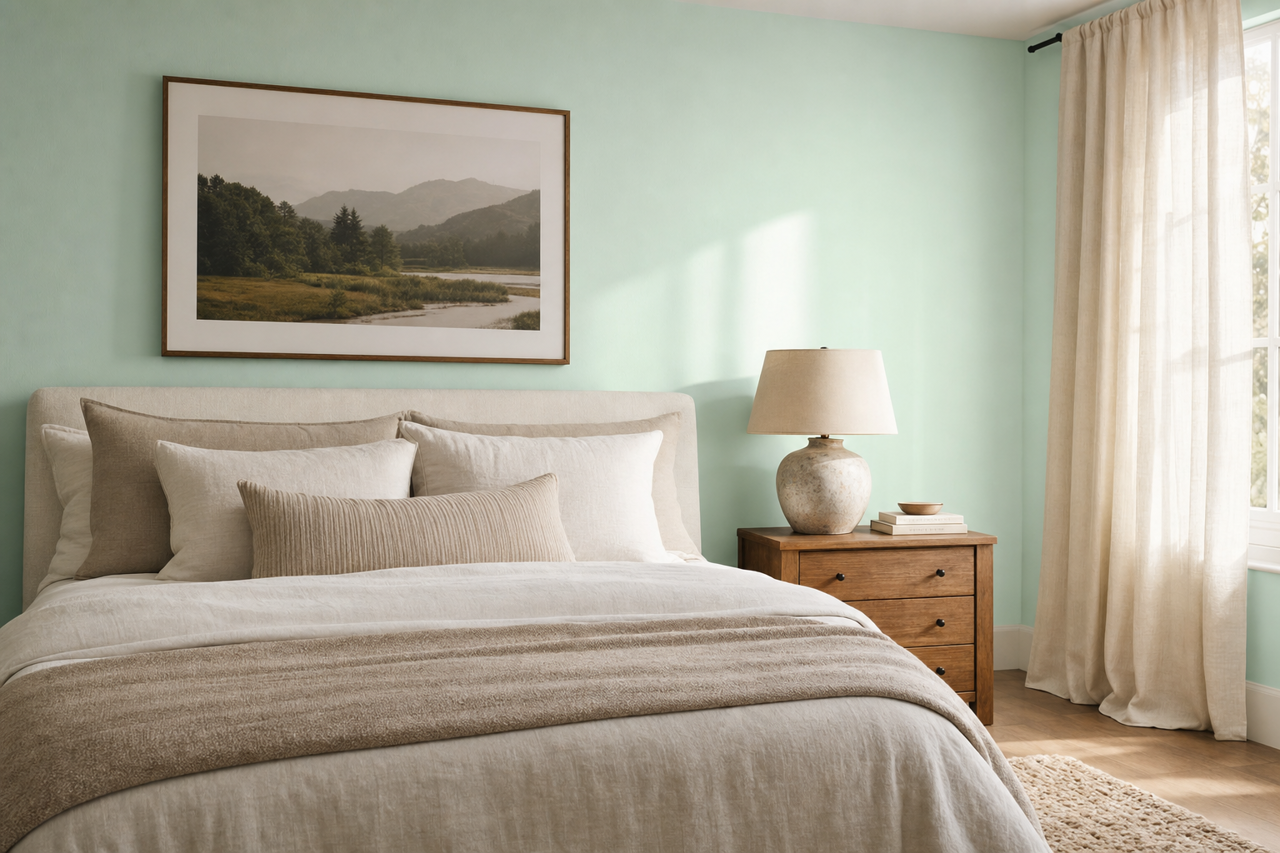 Minty by Benjamin Moore on interiors