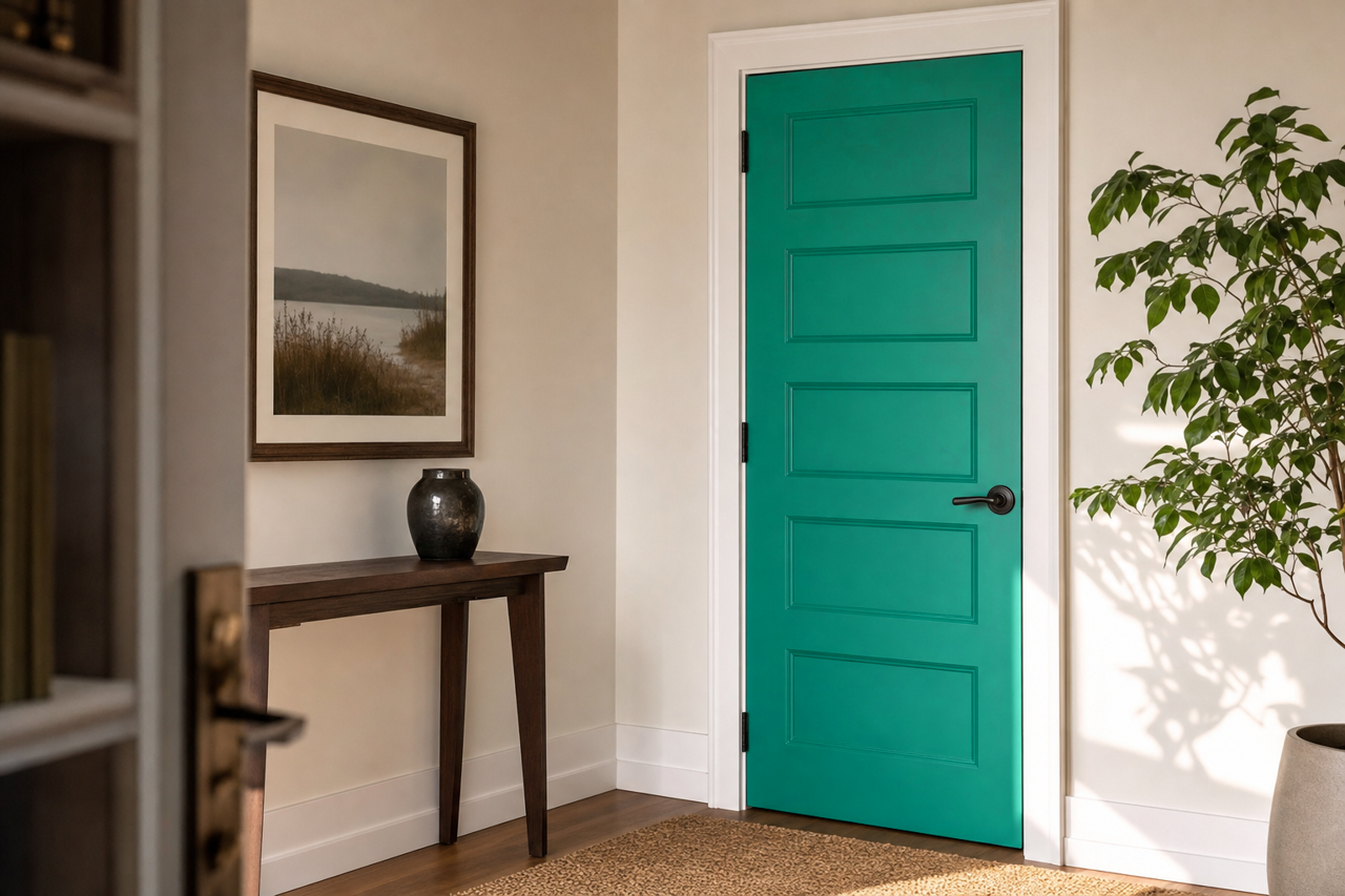 Kelp by Benjamin Moore on interior-doors